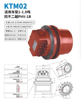 KTM02 トラベルモーター ナチ PHV-1B KUBOTA U15-3の適用